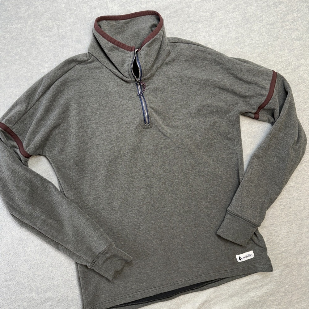 cotopaxi Gray Quarter-Zip Pullover with Maroon Trim